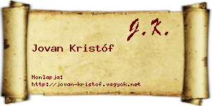 Jovan Kristóf névjegykártya
